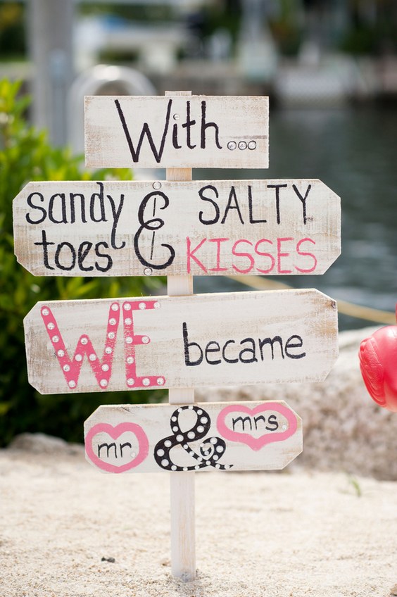 40 Fun and Easy Beach Wedding Ideas for 2024 18 sandy toes and salty kisses we become mr and mrs
