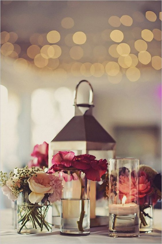 tropical red wedding centerpiece