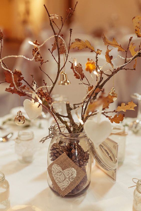 winter christmas diy wedding table centrepiece