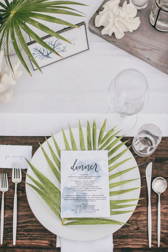 30 Tropical Leaf Greenery Wedding Decor Ideas 7 Bright Tropical Wedding Centepiece