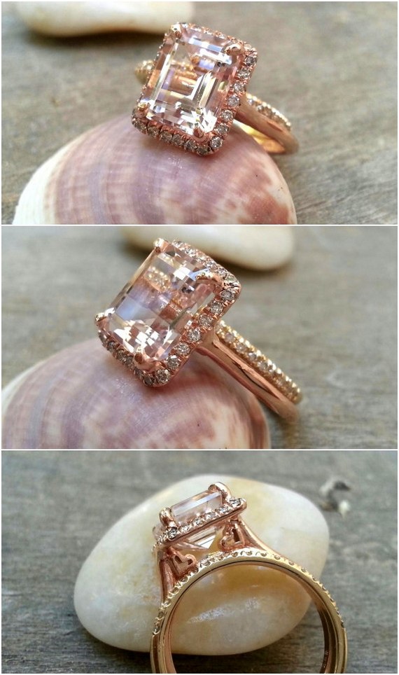 Half Eternity Diamond Wedding Ring Set Gemstone Ring Set