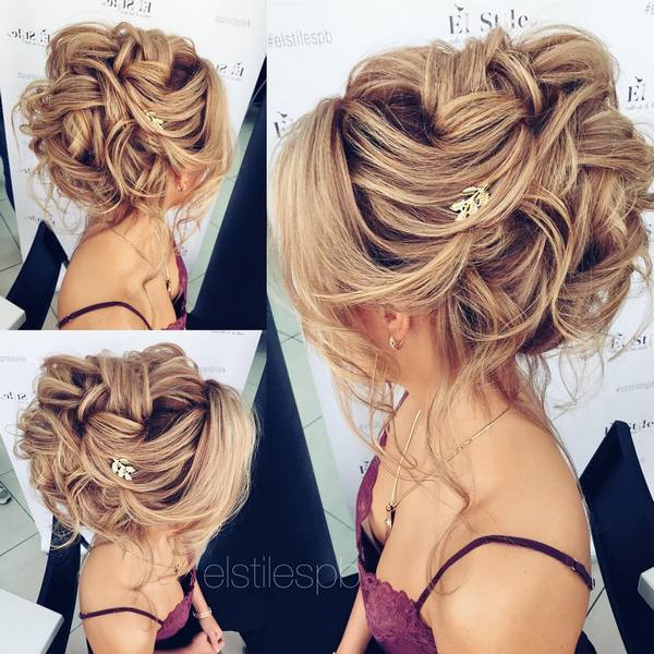57 Different Wedding Hairstyles For Any Length : Chic Curly Hair Updo