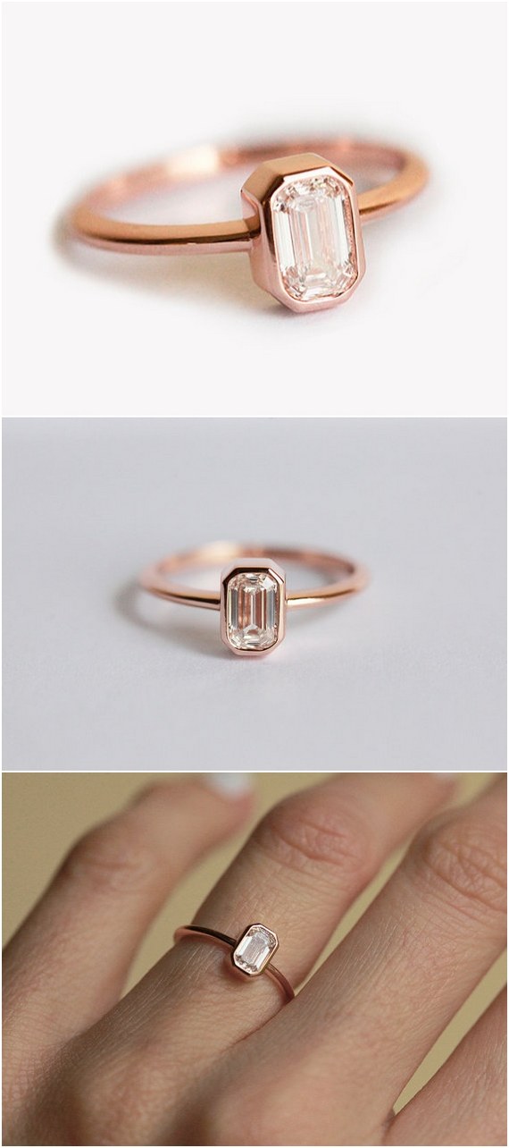 Rose Gold Emerald Cut Engagement Ring