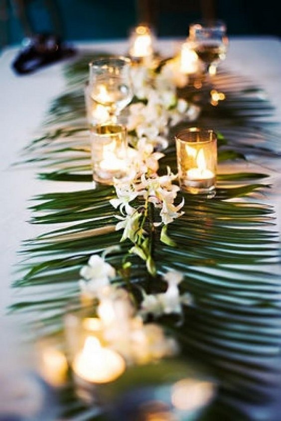 palm leaf wedding table runner