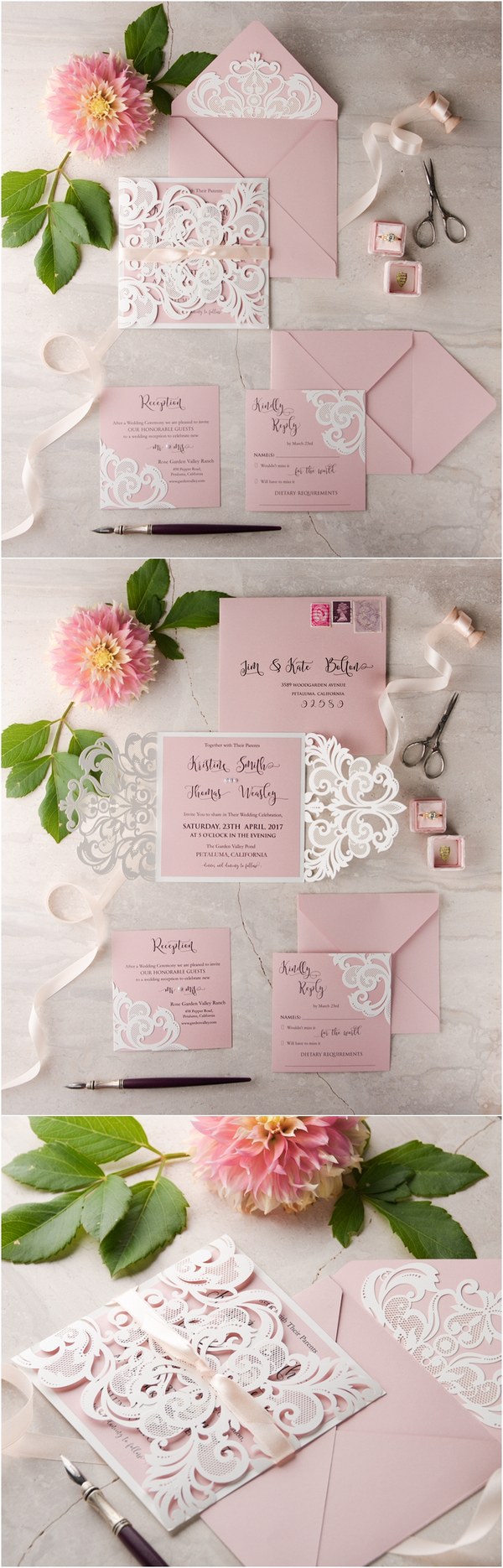 pink laser cut wedding invitations 08LuctGGz