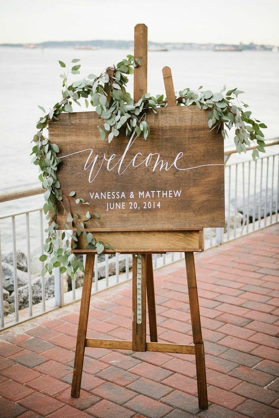 rustic wood welcome sign