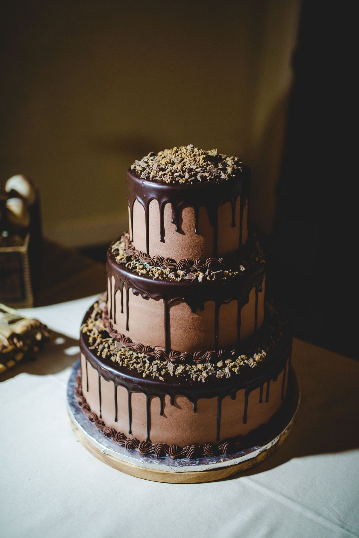 3 tier drip chocolate wedding cake