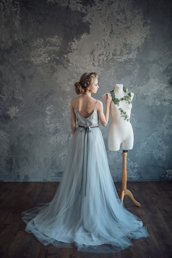 Bluish gray wedding dress - Borgia