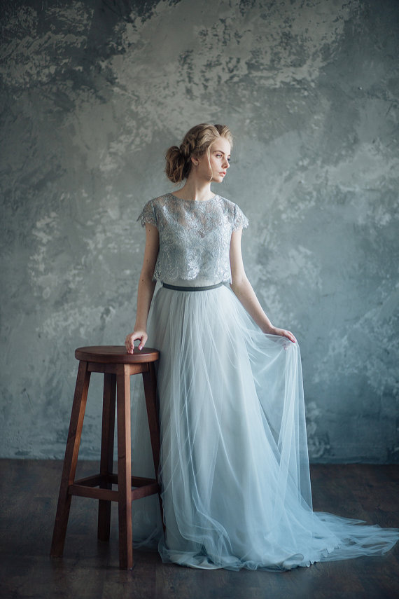 Bluish gray wedding dress - Borgia
