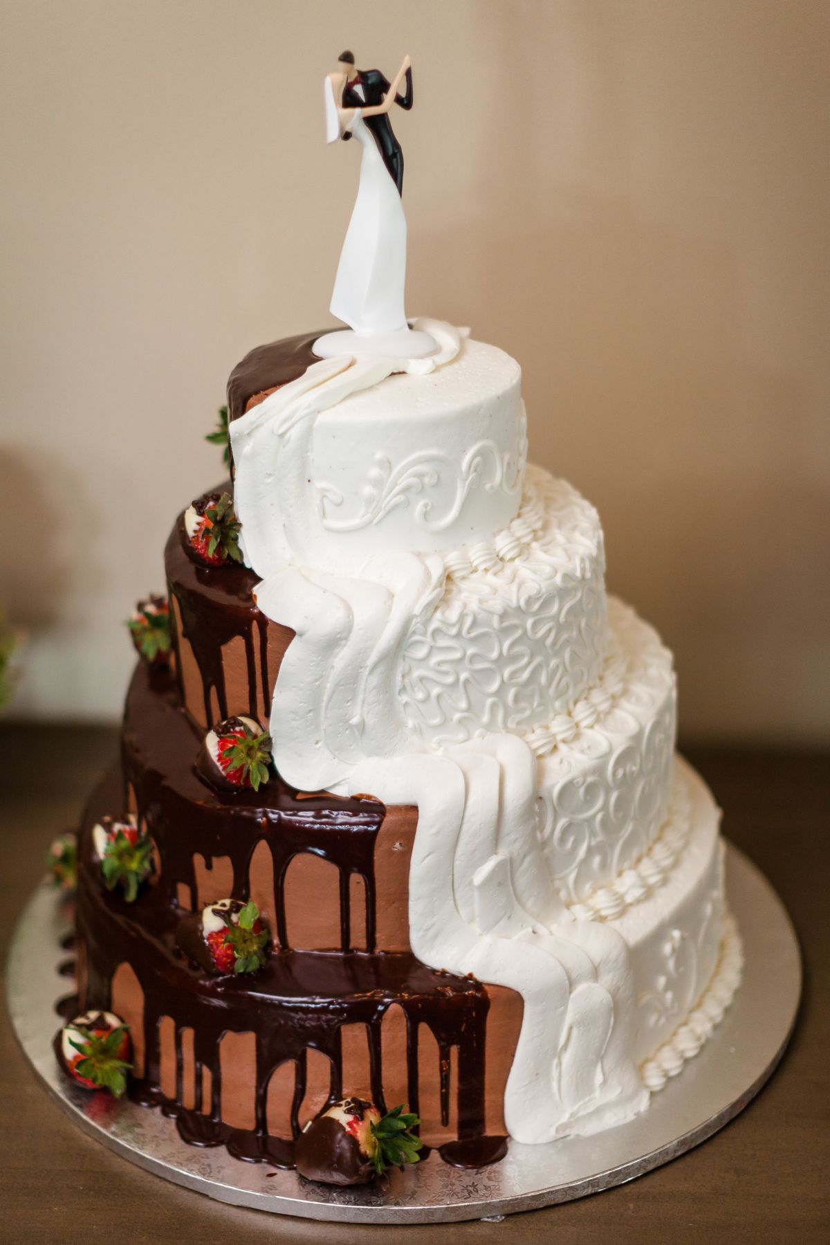 Combined Chocolate and Vanilla Bride and Groom's Cake