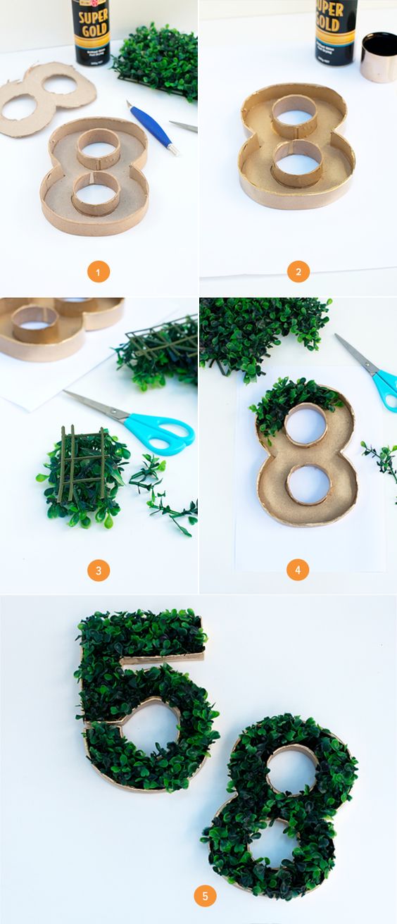 DIY Faux Grass Moss Table Numbers Step By Step