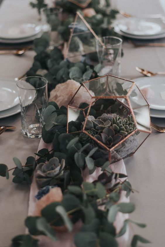 Geometric wedding centerpiece