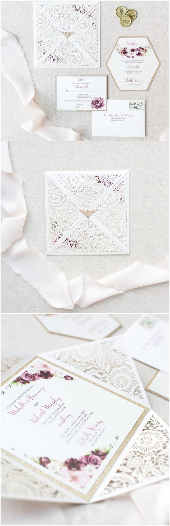 Gold and White Wedding Invitations Card