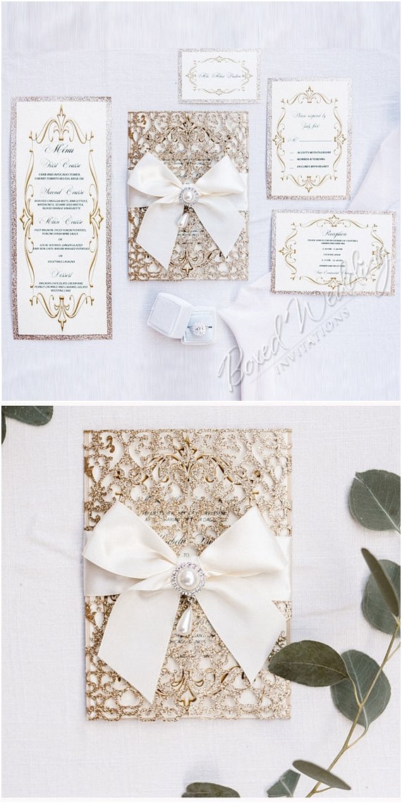 Gold laser cut invitation card