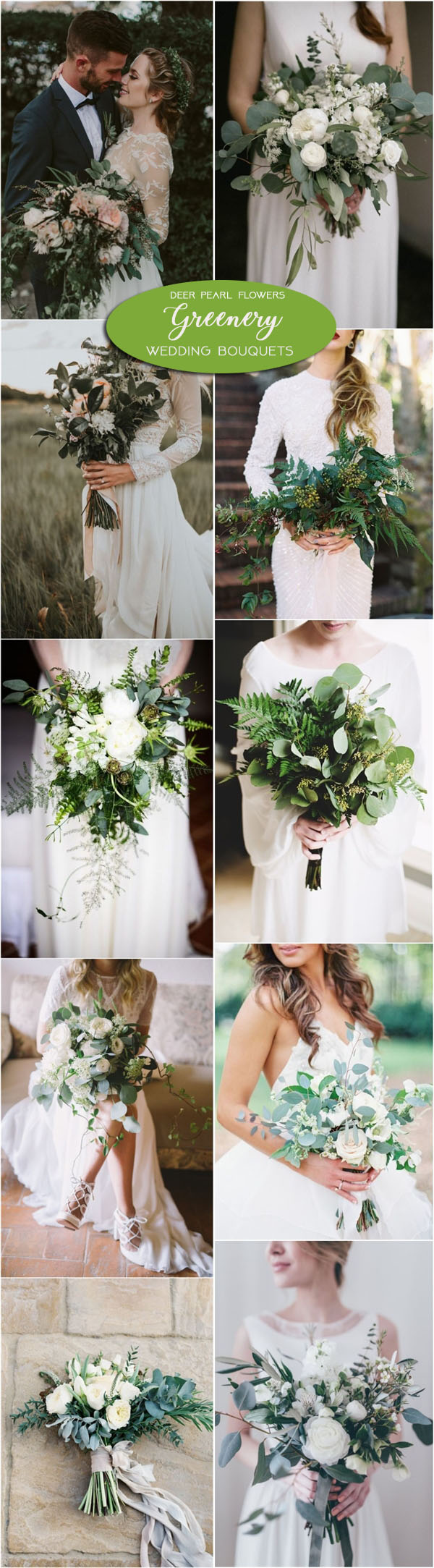 Greenery wedding bouquets and flowers
