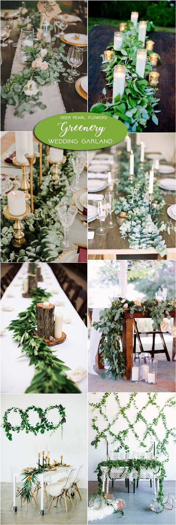 Greenery wedding table floral garland centerpiece decor