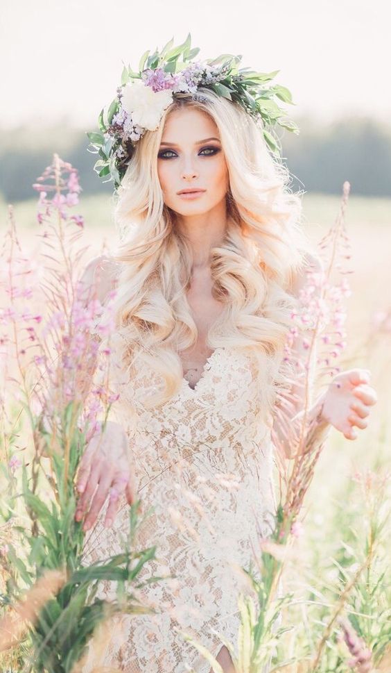 Lavender and greenery wedding flower crown