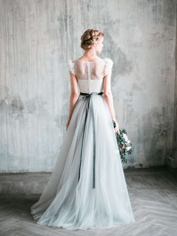Neva - romantic grey wedding dress
