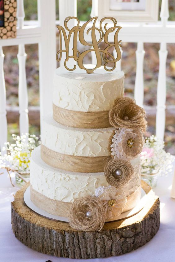 70 Easy Rustic Wedding Ideas That You Could Try in 2024 38 Rustic Burlap and Lace Wedding Cake