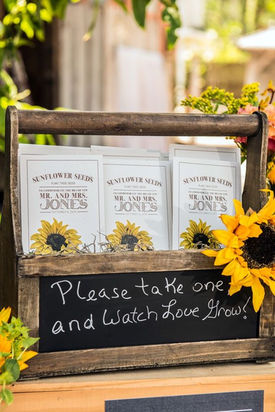 Rustic Sunflower wedding favors- sunflower seeds