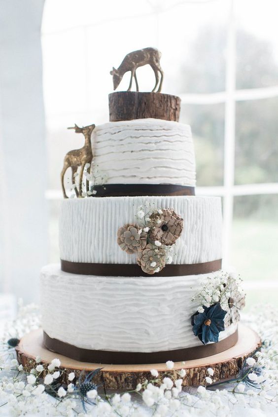 Rustic Wedding Cake with Deer