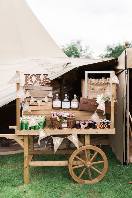 Rustic Wooden Camping Wedding Bar