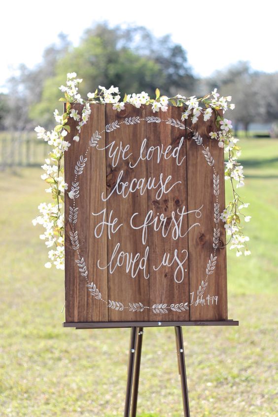 Rustic Wooden Wedding Sign We Love Because