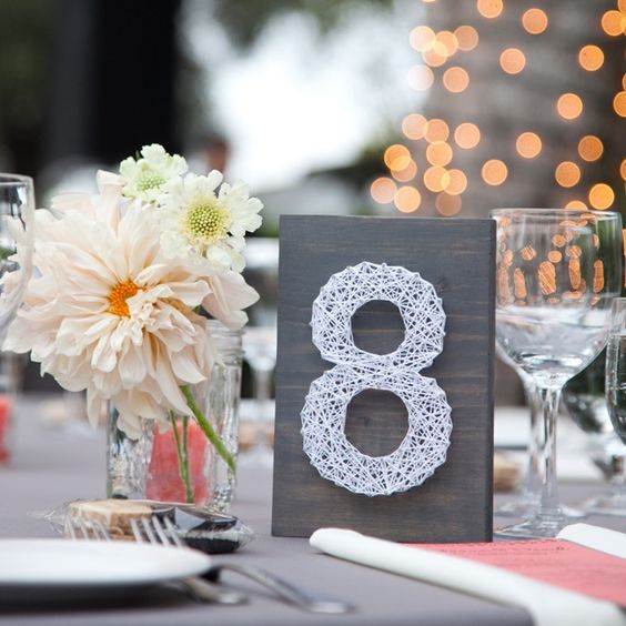 String table number wedding centerpiece
