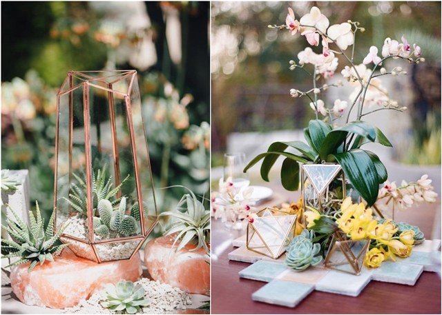 Terrarium geometric wedding centerpieces