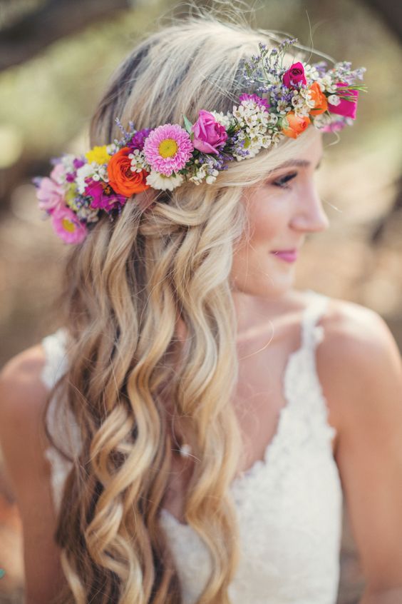 boho colorful wedding crown via Anne-Claire Brun