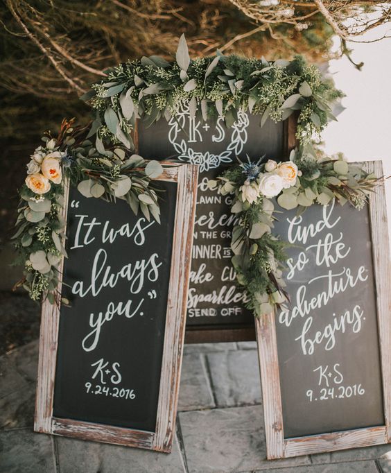 chalkboard signage wedding calligraphy - it was always you