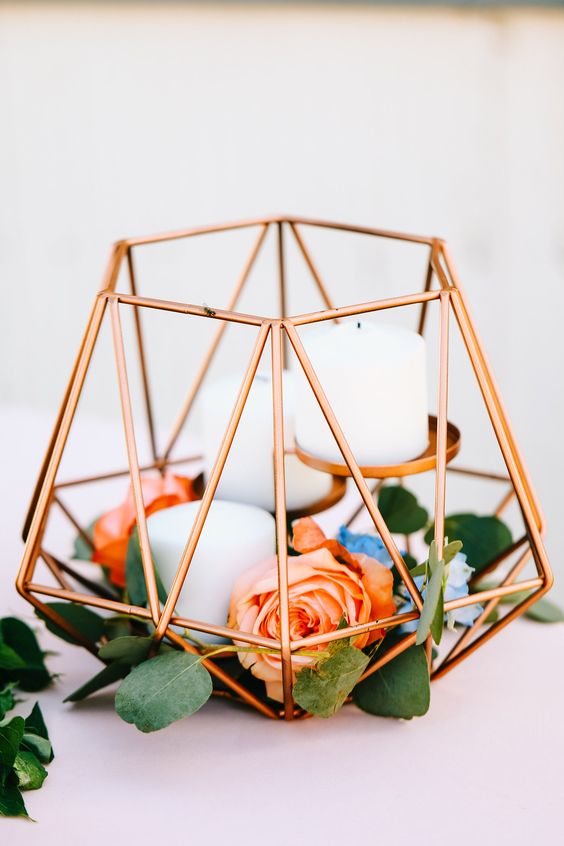 copper wedding decor - photo by Sarah Libby Photography
