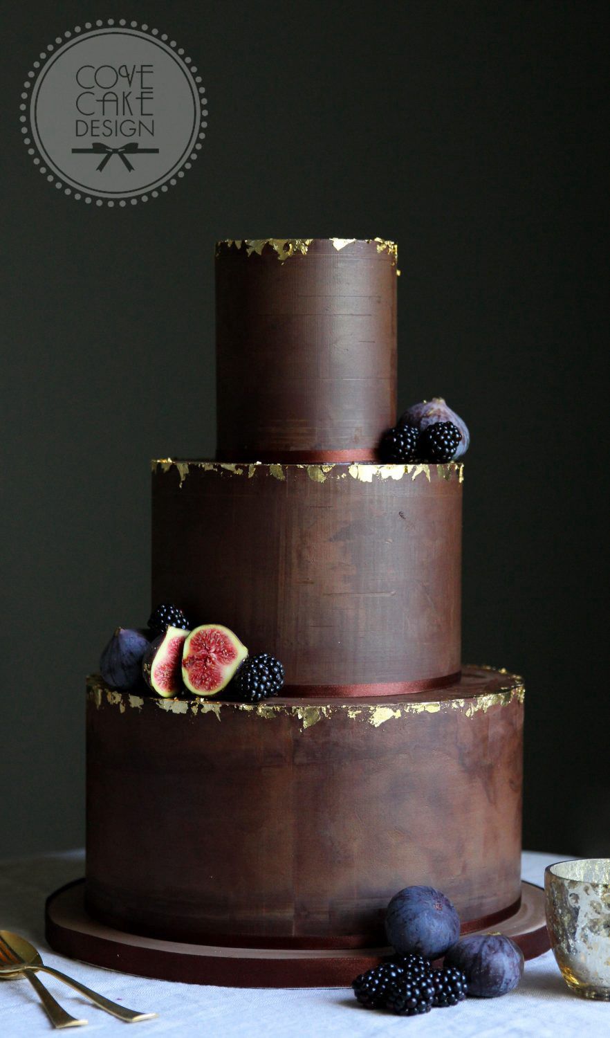 elegant simple chocolate wedding cake