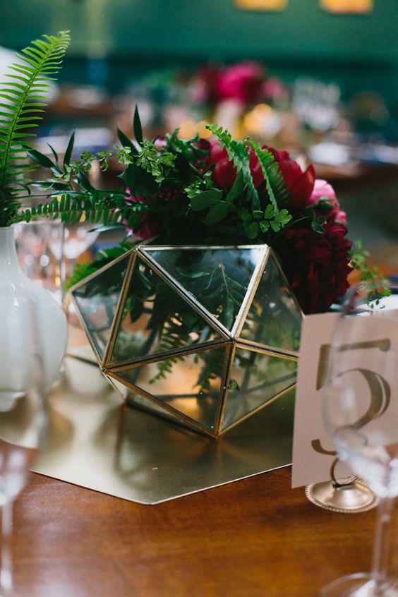 geometric centerpiece - photo by Heidi Ryder Photography