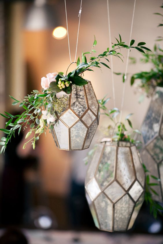 geometric lanterns wedding decor - photo by Kaitie Bryant Photography