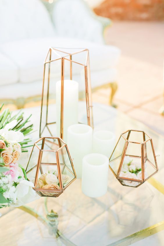 geometric wedding decor - photo by Milou and Olin