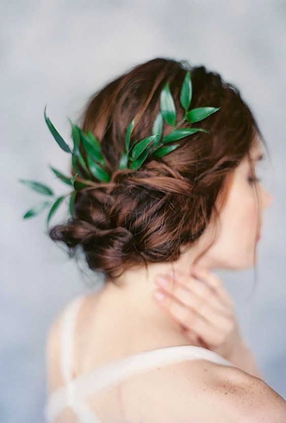 greenery wedding hair ideas laurenpeelephotography