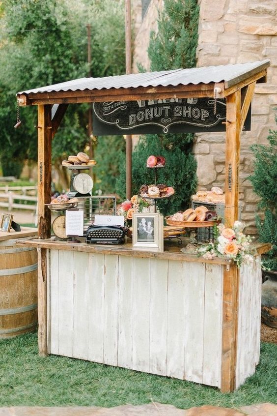 rustic donut shop wedding decor