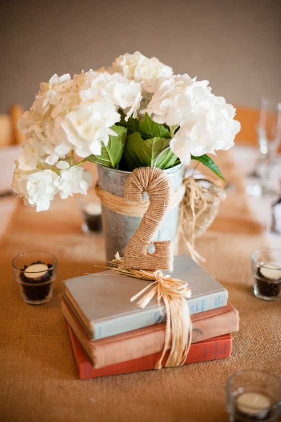 rustic string wedding table number centerpiece