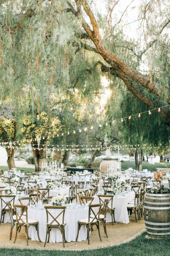 Al fresco vineyard reception decor