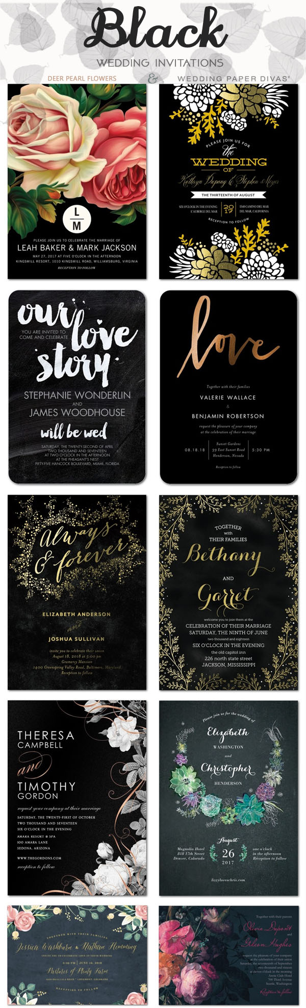 Black wedding color ideas - black wedding invitations