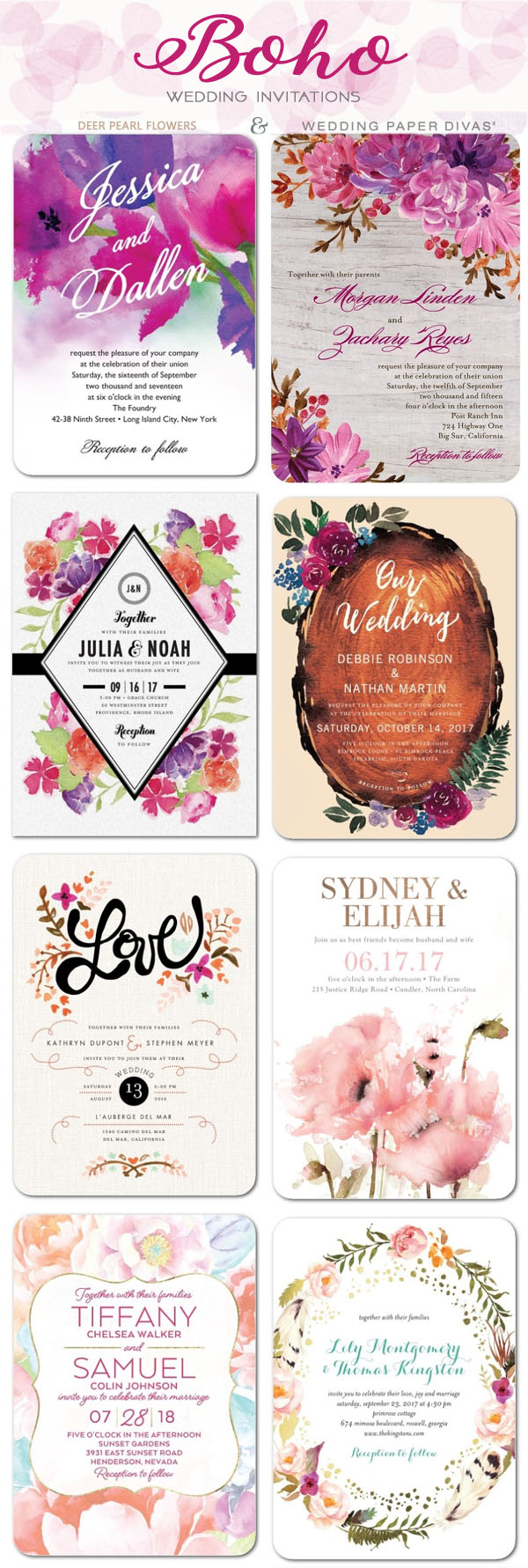 Bohemian wedding ideas - boho wedding invittaions