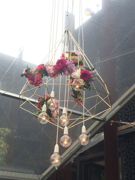Hanging gold diamond wedding chandelier