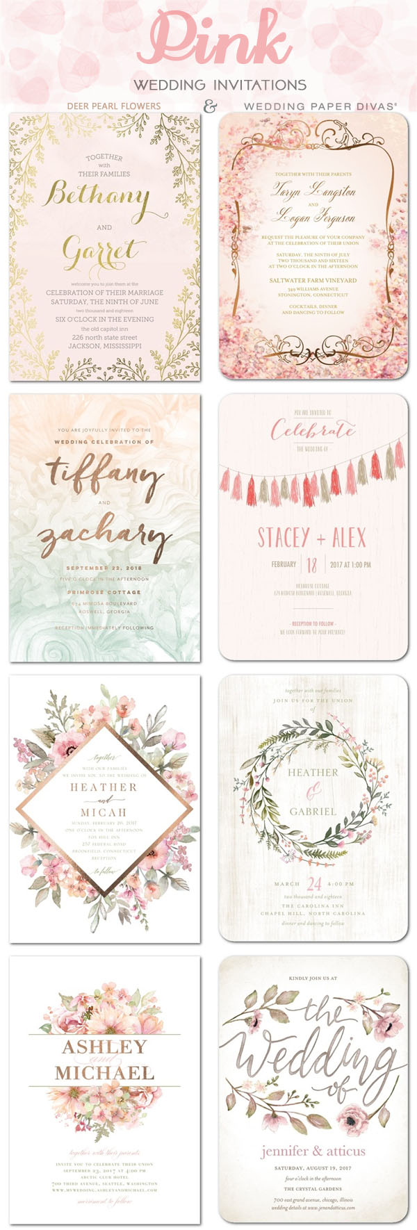 Pink wedding color ideas - Pink wedding invitations