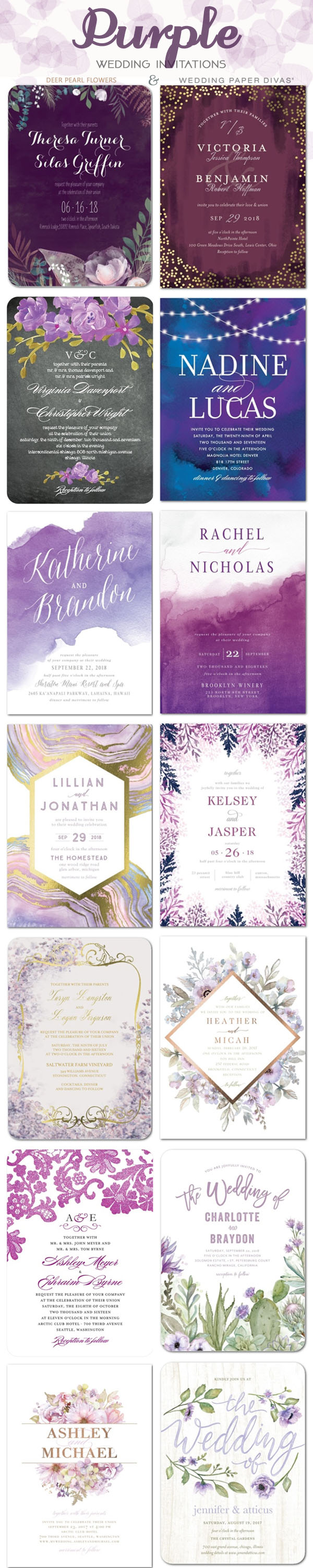 Purple wedding color ideas - Purple wedding invitations