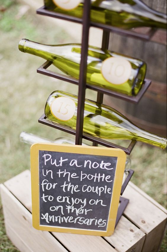 Put a note in a bottle for the newlyweds to read on their anniversaries