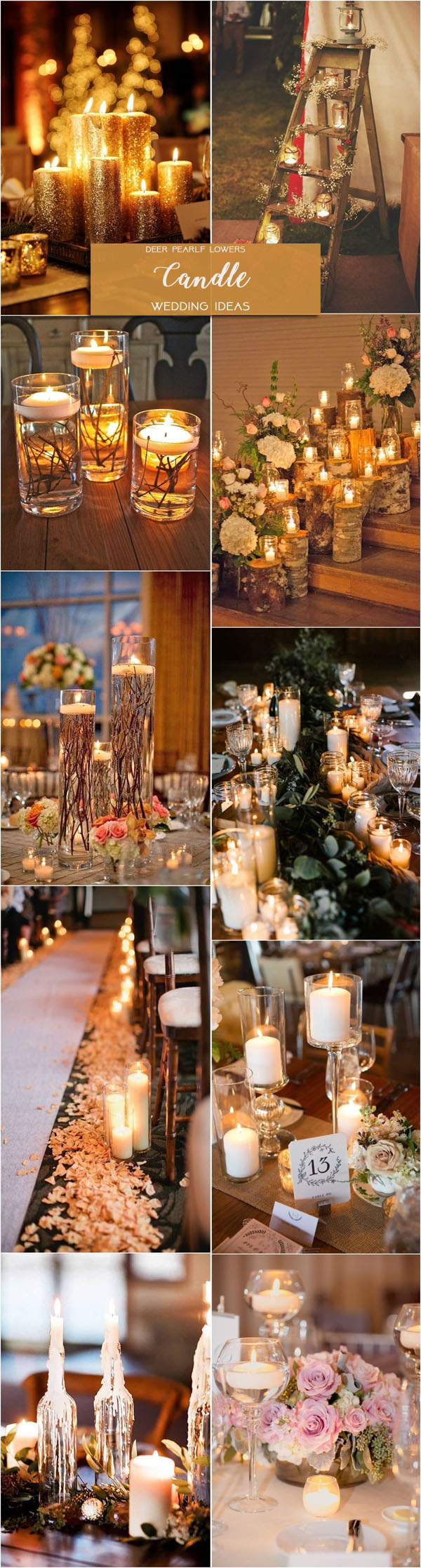 Rustic country candle wedding centerpiece decor ideas