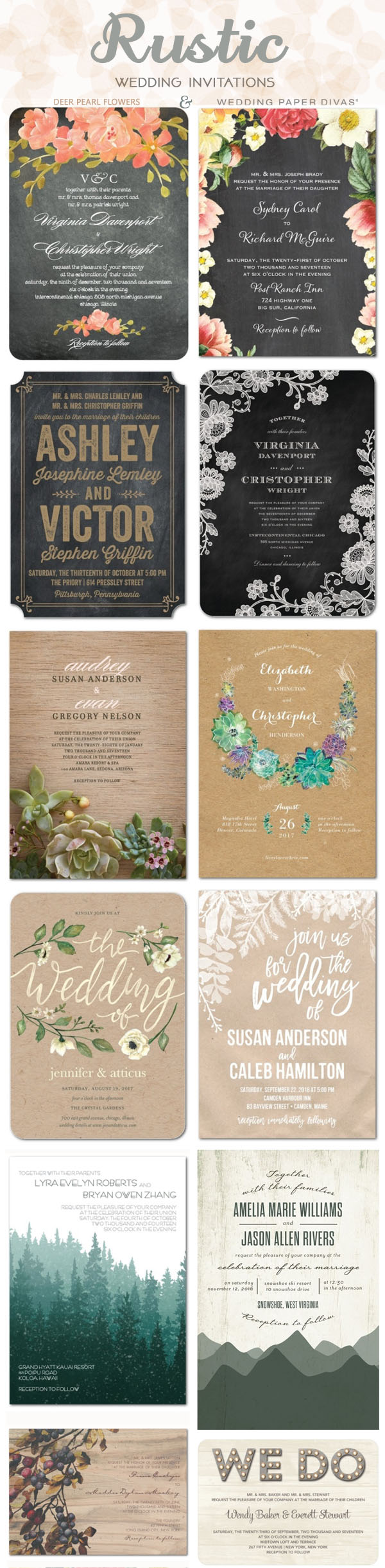 Rustic country wedding invitations ideas