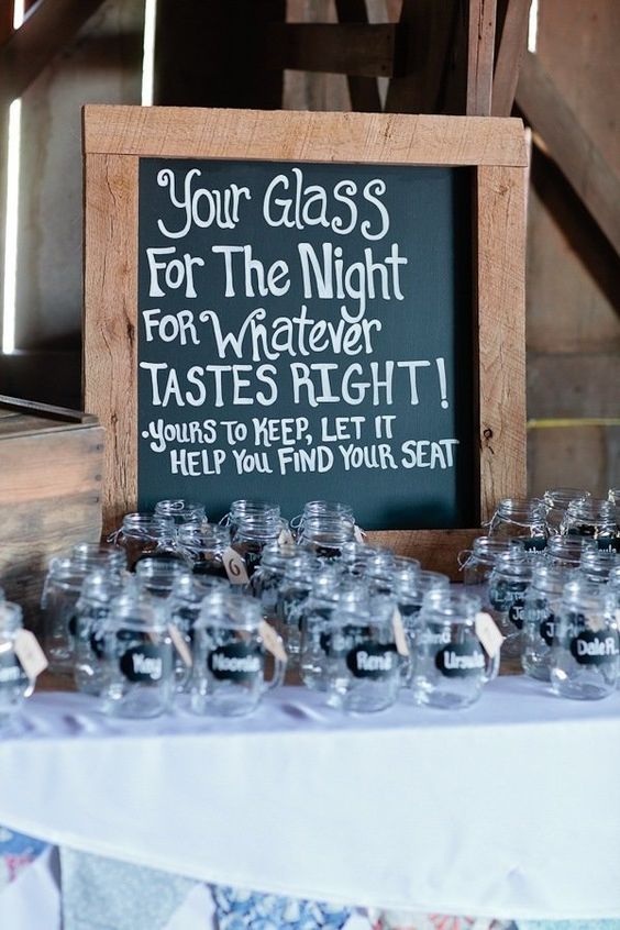 chalkboard mason jars wedding favor