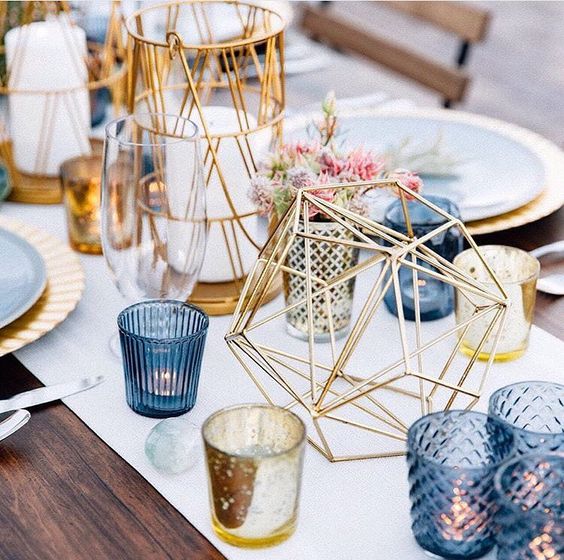 gold geometric wedding centerpieces